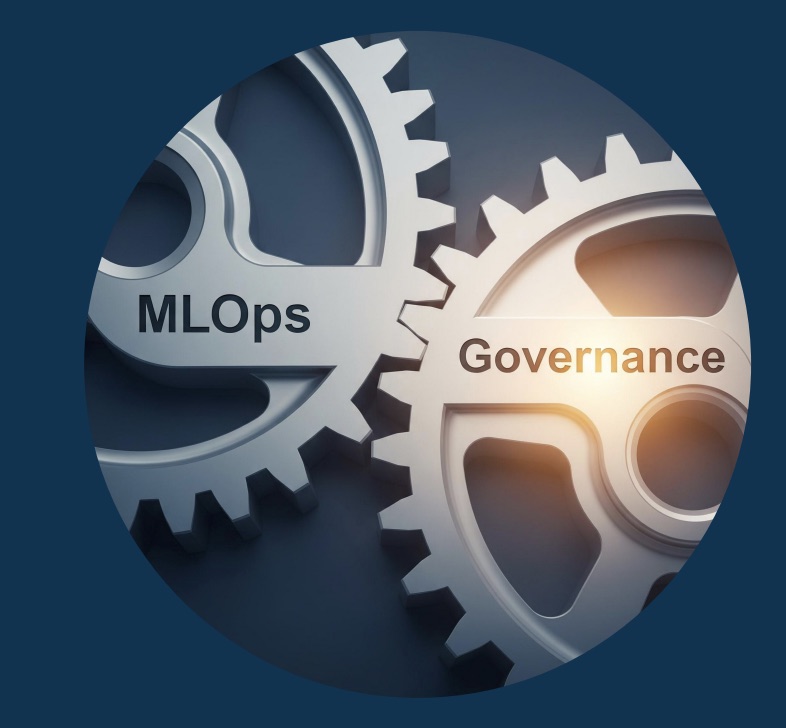 Illustration: two meshed gears, one labelled MLOps and one labelled Governance